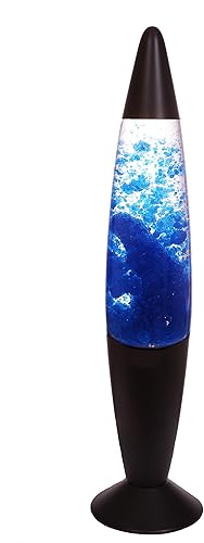 lampara de lava volcan base color negro azul