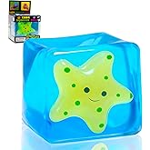 Squishy Stretchy Sensory Fidget Toys Stress Cube for Kids Adults, Glow in The Dark Gel Filled Squeeze Ice Cube for Boys Girls, Slow Rising Stress Ball for Anxiety Relief for Autism, Gift (Starfish)
