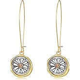 LILIE&WHITE Gold And Silver Earrings for Women Chic Vintage Flower Dangle Earrings Trendy Hammered Boho Statement Earrings Jewelry Gift
