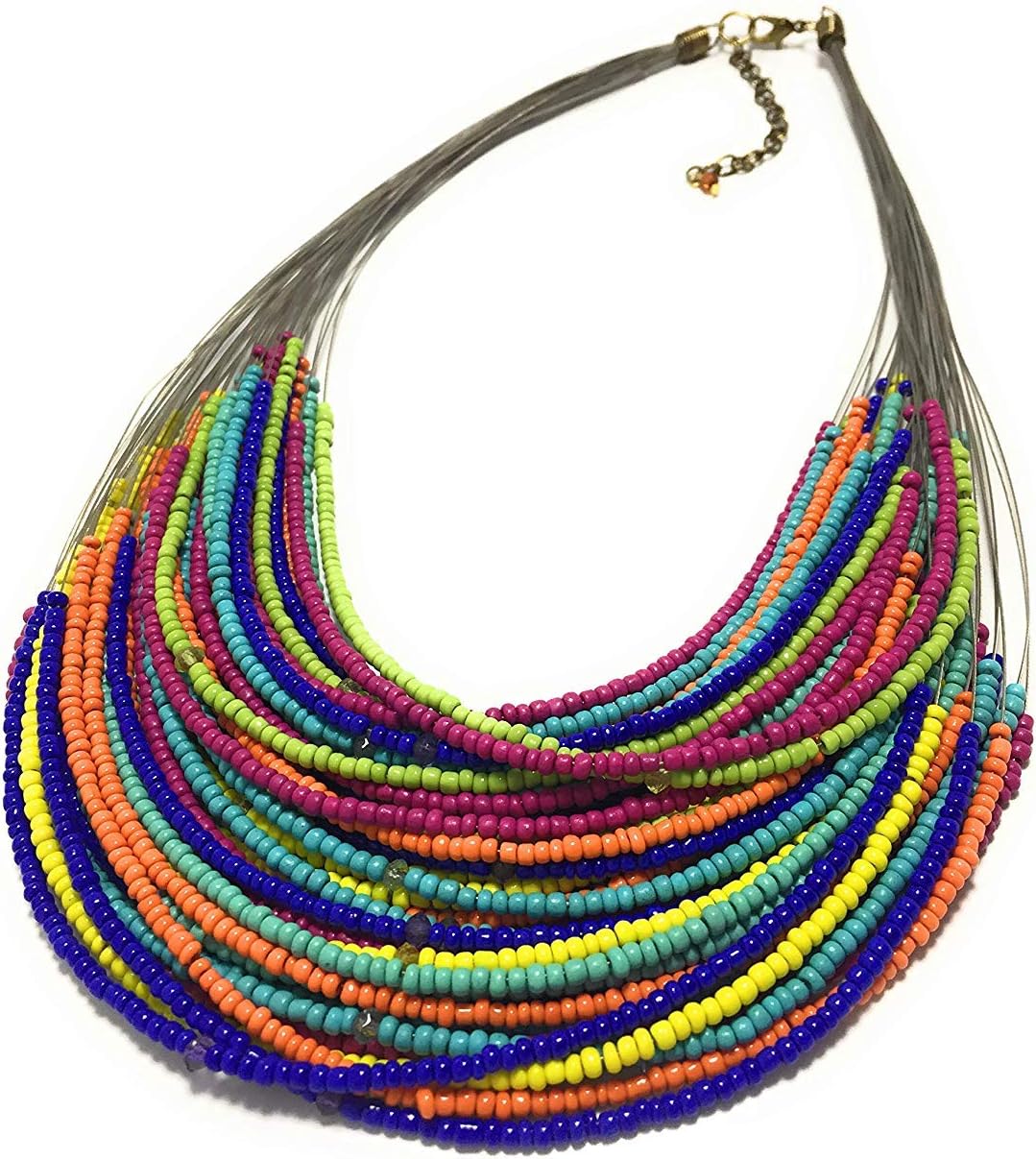 Chahat Accessories Stylish Statement Beads Necklace for Women & Girls Jewellery in a Gift Box (Multi Bright)