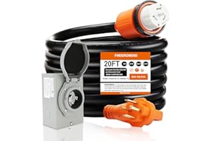 Finderomend 20 ft 50 Amp Generator Cord and Power Inlet Box Combo Kit, 125/250 Volts, NEMA 14-50P to SS2-50R Extension Cord, Home RV Backup Power Solution