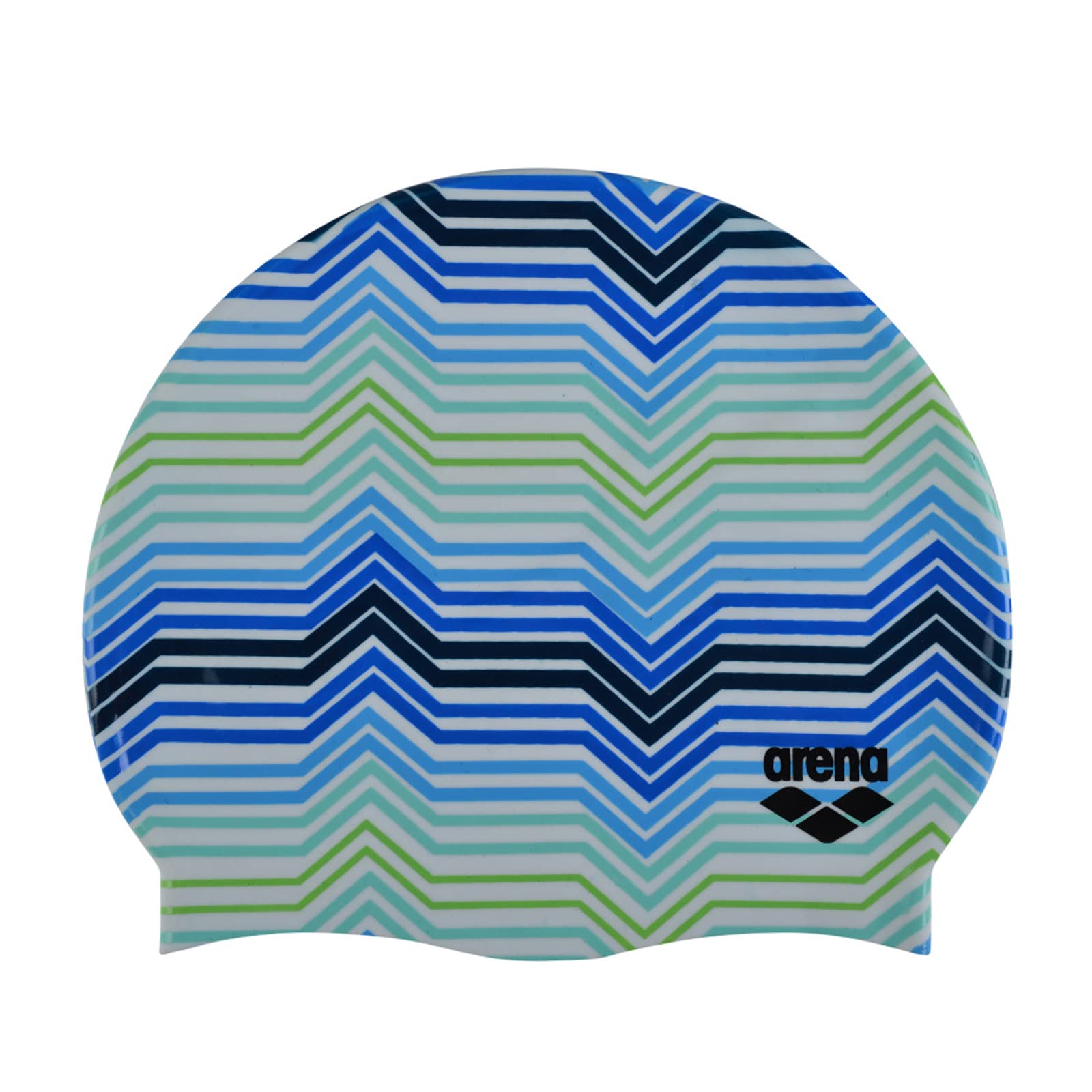 ARENA Print 2 Unisex Silicone Swim Cap for Adults, Training and Racing, 100% Silicone, Wrinkle-Free, Stripes