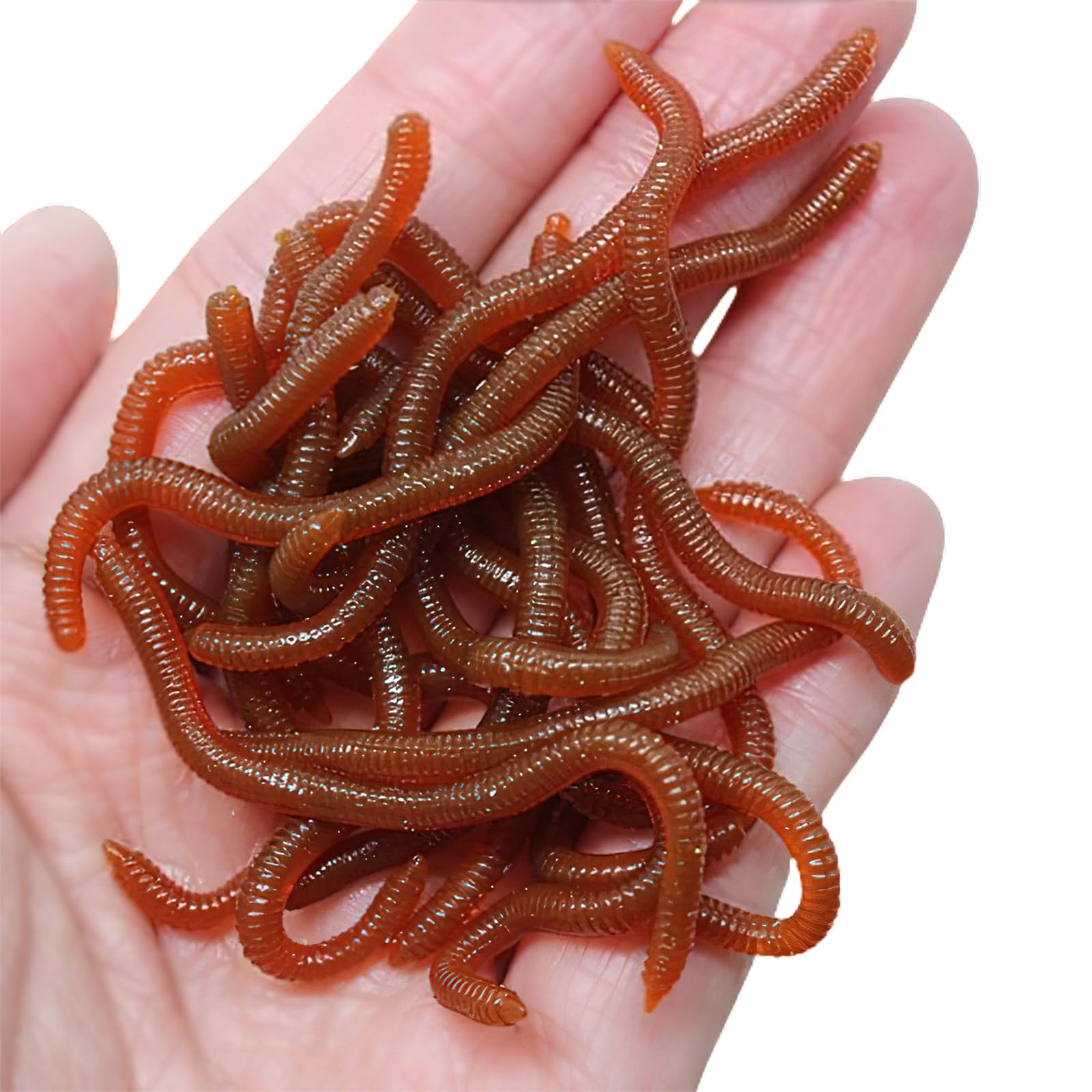 LFCFBH 50PCS Plastic Fake Worms, Stretchy Toy Worms for Halloween Decoration April Fools Day Party Fishing