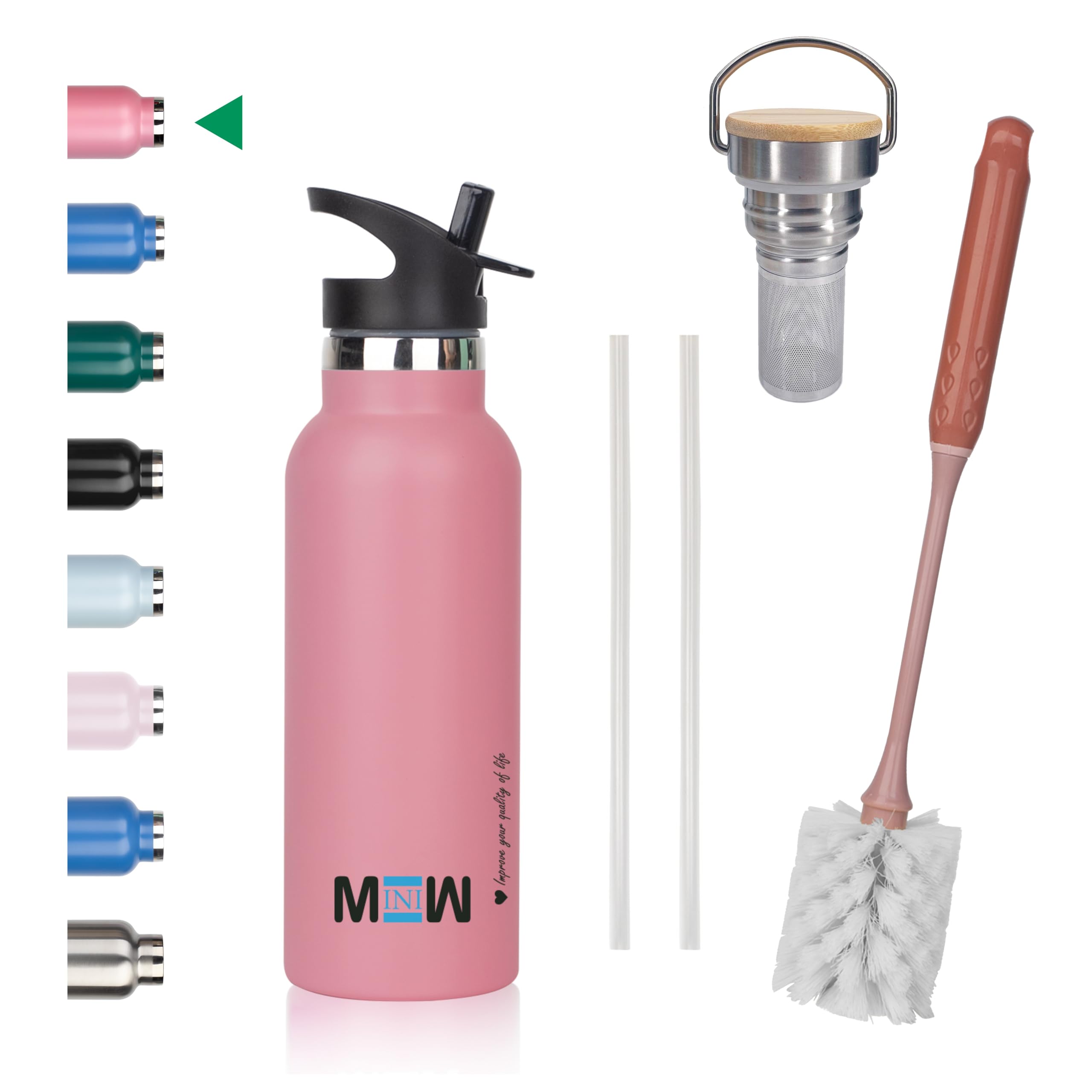 MINIW Stainless Steel Water Bottle | Leakproof & Double Wall Insulated Vacuum Flask | BPA-Free for Gym, Office & Outdoors | Pink 500ml