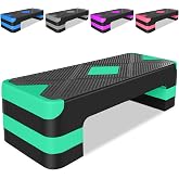 MIIUDGIG 27" Exercise Workout Aerobic Step Platform Trainer, Adjustable Fitness 4-6-8in Exercise Stepper Workout with 4 Risers, Aerobics Stepper Workout Stepper for Home Gym Cardio Strength &amp; Training