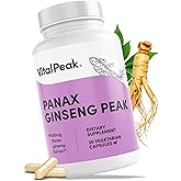 Vital Peak® Panax Ginseng Peak 500 mg - Supports Mental Clarity, Energy & Focus - Panax Ginseng Steam & Leaf Extract Supplement for Women & Men - Vegan, Gluten Free, Dairy Free, Non-GMO - 30 Capsules