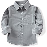 OCHENTA Little Big Boys' & Men's Long Sleeve Button Down Oxford Casual Dress Shirt