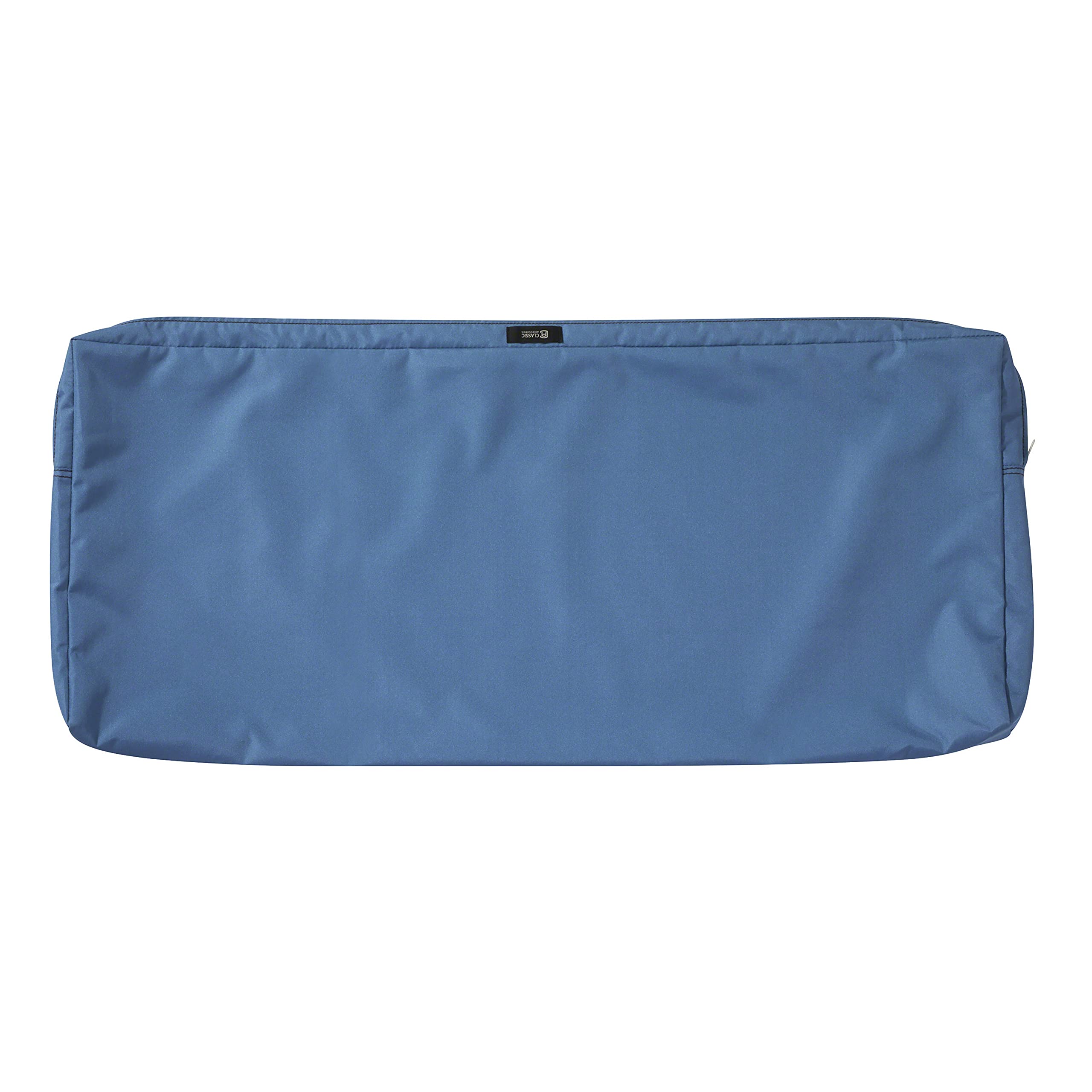Classic Accessories Ravenna Water-Resistant 42 x 18 x 3 Inch Outdoor Bench/Settee Cushion Slip Cover, Patio Furniture Swing Cushion Cover, Empire Blue, Patio Furniture Cushion Covers
