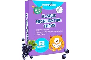 Lingito Plaque Dental Disclosing Tablets, A Teeth Coloring Tablets Plaque Finder Solution to Effectively Remove Plaque and Tartar Buildup, Improves Oral Care (Grape Flavor - 60 Pack)