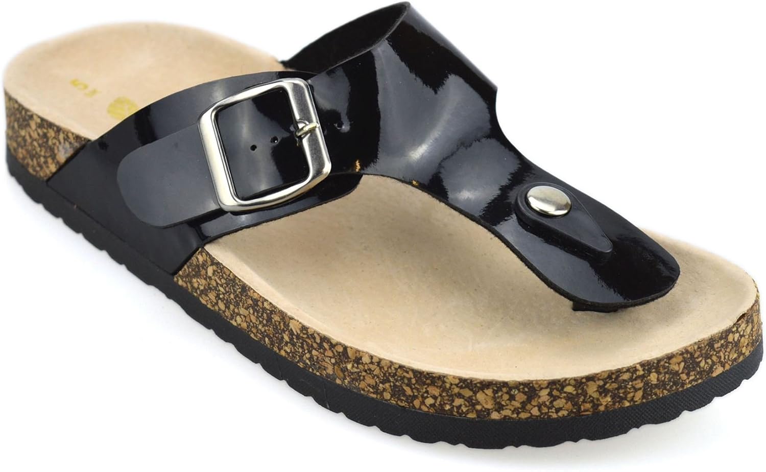 Womens Leather Insole Flat Toe Post Flip Flops Summer Mules Footbed