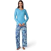 HUE womens Timeless Soft Jersey Winter Pajama Gift Set Includes Top and Printed Pj Pant