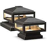 GOODSMANN Landscape Lighting 2PK 12V AC LED Low Voltage Post Cap Lights 3W 150 Lumen 3000K with Cable Connectors 2 Bases for 