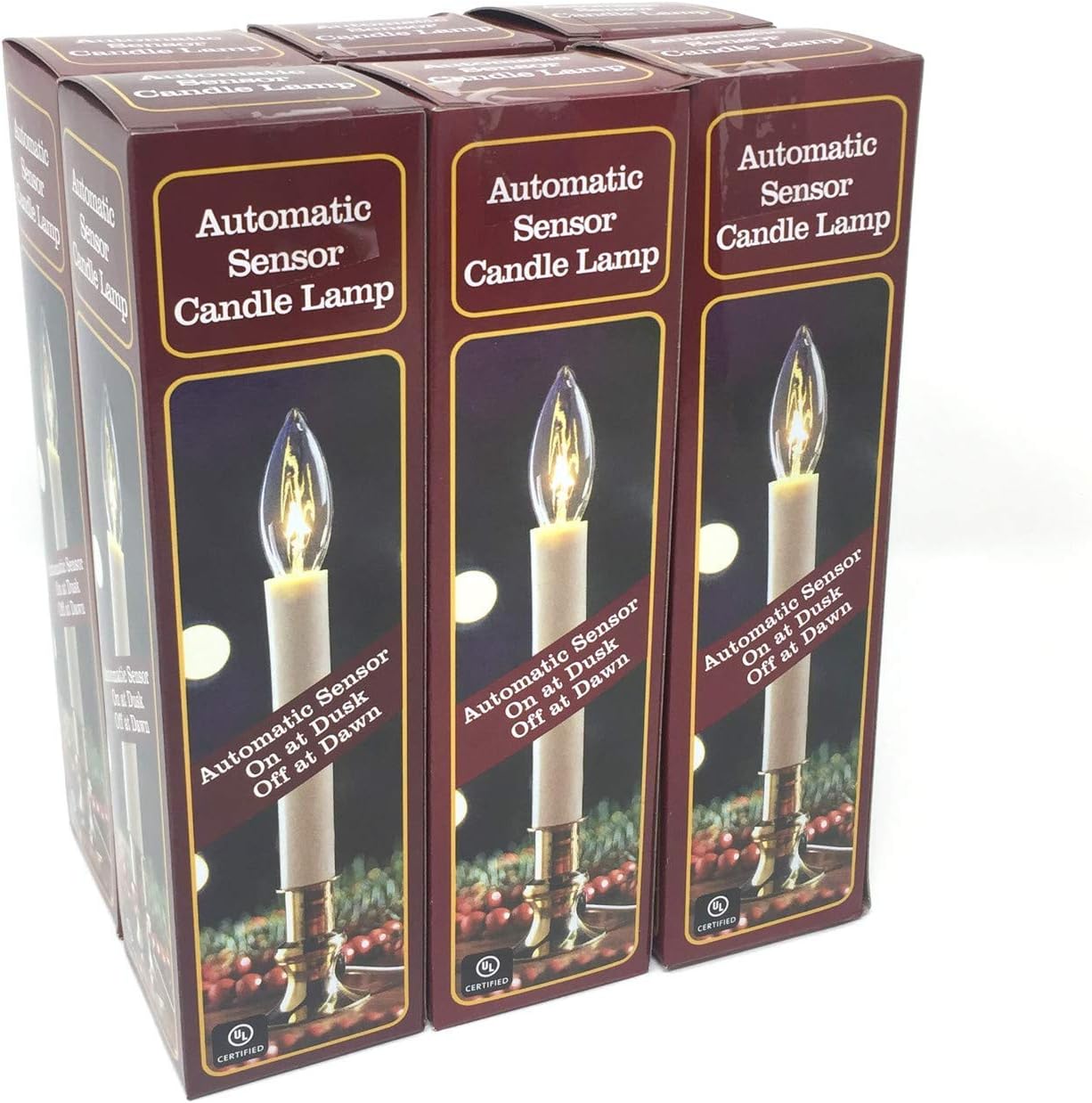 Electric Sensor Window Candle - On at Dusk/Off at Dawn 7 Watt Bulb (Pack of 6): Home & Kitchen