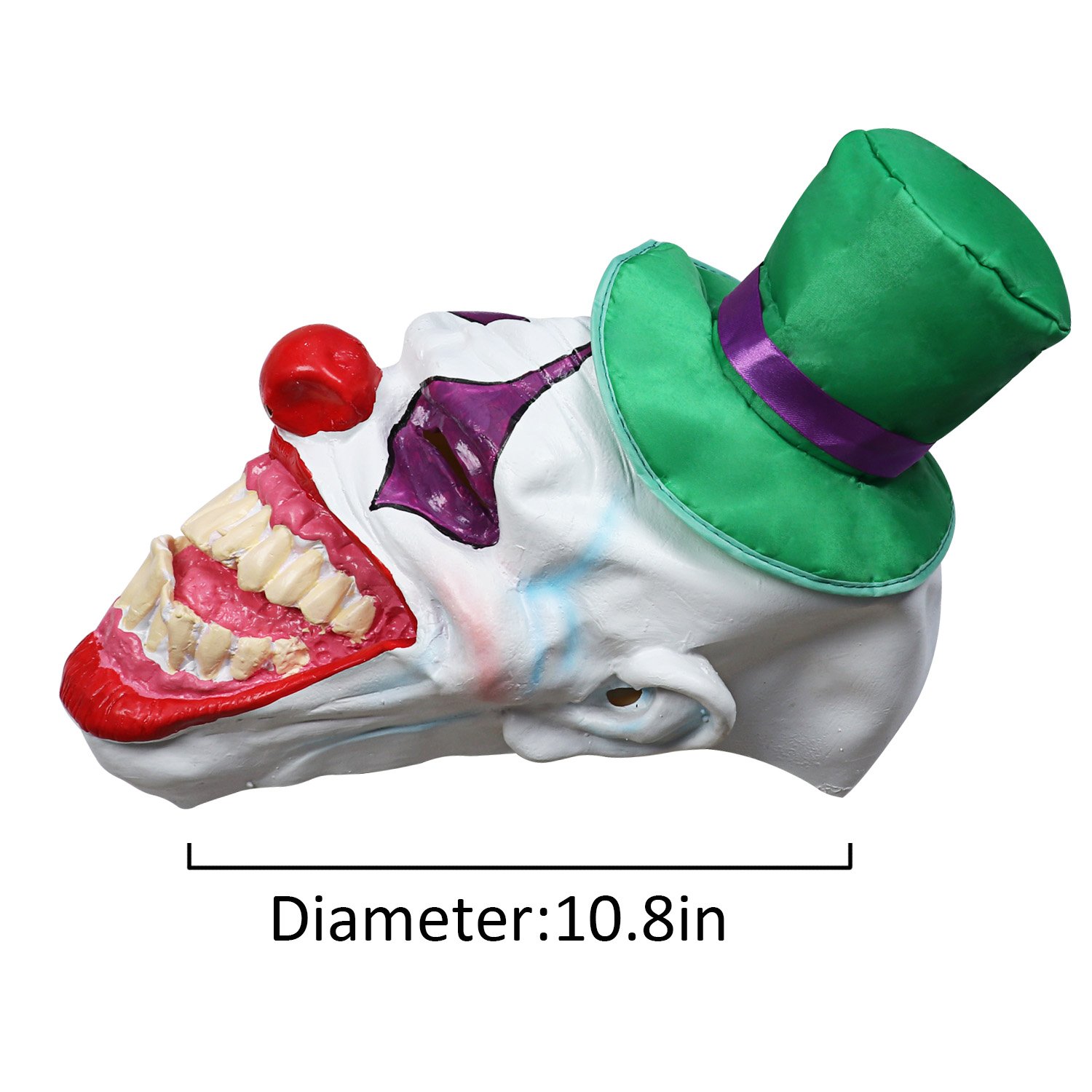 Halloween Costume Latex Mask Hat Clown (Green Hat Clown)