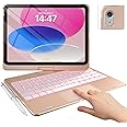 typecase Touch iPad 10th Generation Case with Keyboard (10.9", 2022) and iPad A16 (11th Gen, 2025) – 360° Rotatable, 11-Color Backlit, Multi-Touch Trackpad, Thin & Light (Rose Gold)