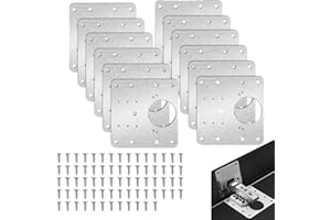 12 Pcs Hinges Repair Fixing Plates with 72 Screws,Hinges for Cabinet Doors Repair Kit,Stainless Steel Hinge Repair Plates,9x9
