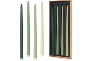 SENSE ISLAND Taper Candles 12'' Tall Green Ombre Colored Candlesticks Set of 4 | Unscented 3/4 inch Diameter Candle Sticks| Candle for Mantle Home Decor Kitchen Wedding Decorations Centerpiece