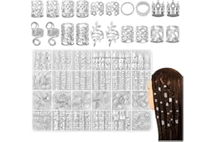 220 PCS Silver Hair Jewelry for Braids,Ywbfove Metal Silver Braids Rings Cuffs Clips for Rings Decorations for Women Men