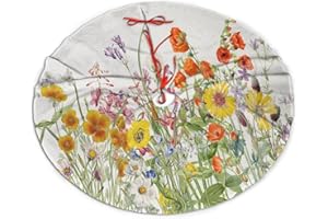 EVAVA Floral Christmas Tree Skirt 48", Spring Summer Red Yellow Flowers Tree Mat for Xmas New Year Decoration Indoor Outdoor Holiday Ornament Supplies