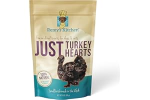 Remy’s Kitchen Just Turkey Hearts Freeze Dried Dog Treats | High Protein Training Treats for Dogs | USA Sourced, Small Batch, Human-Grade, All Natural, Grain Free, Single Ingredient | 3 oz