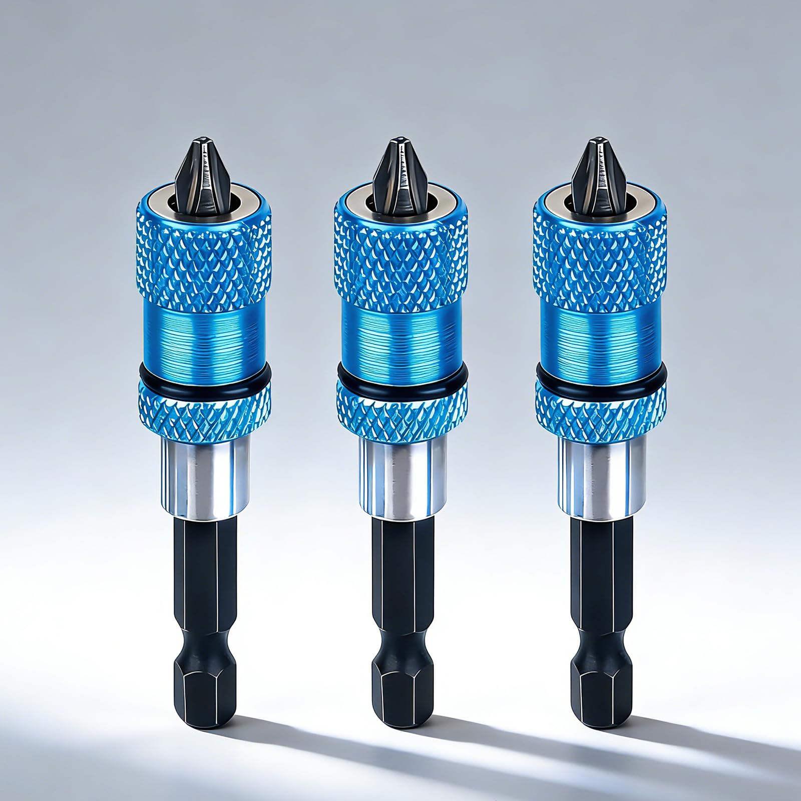 CTDMJ Drywall Bit Holder, 3 x Magnetic Quick Change Bit Holder with 3 x PH2 Cross Bits, 1/4 Inch Hex Shank, Screw Depth Adjustment, Pack of 3