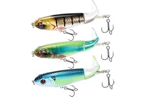 TXRRURE Top Water Bass Fishing Lures - Floating Baits with 360° Rotating Tail for Freshwater & Saltwater