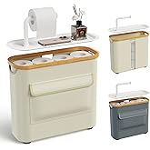 TAZENI Toilet Paper Storage Basket Holder Holds 9-12 +1 Rolls Elegant Multi-Functional Bathroom Toilet Paper Holder Stand Storage Organizer Waterproof with Tray Hold Phone Wet Wipes Beige