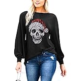 PESION Womens Casual Bishop Sleeve Blouse Boat Neck T-Shirts Tunic Tops