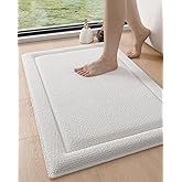 DEXI Memory Foam Bath Mat 24x17, Soft Absorbent Chenille Bathroom Rug, Non Slip Quick Dry Bath Mats for Bathroom, Thick Plush Floor Carpet for Tub Shower, Sink, Ivory