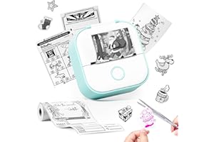 Memoqueen Mini Sticker Printer, T02 Thermal Print Pods Mini Printer Sticker Maker Machine Impresora Portátil, Gift for Holiday, Diaries, Memos, Study Notes, Photo, Compatible with iOS & Android