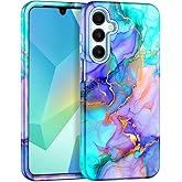 Hekodonk for Galaxy A16 5G Case,Heavy Duty Full Body Shockproof Protection 3 in 1 Hybrid Hard PC Soft Rubber Rugged Drop Protective Slim Women Phone Case for Galaxy A16,Blue Marble