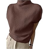 MakeMeChic Women's Turtleneck Sweater Vest Mock Neck Cap Sleeve Sleeveless Knit Tops Pullover Sweaters