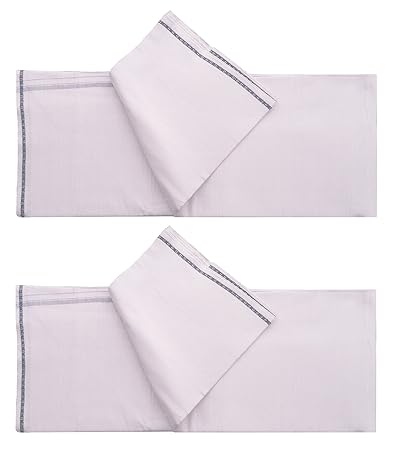 XYZ Textiles Men's Cotton Lungi - CLGI_WHT_A225_2_White_Free Size - Pack of 2
