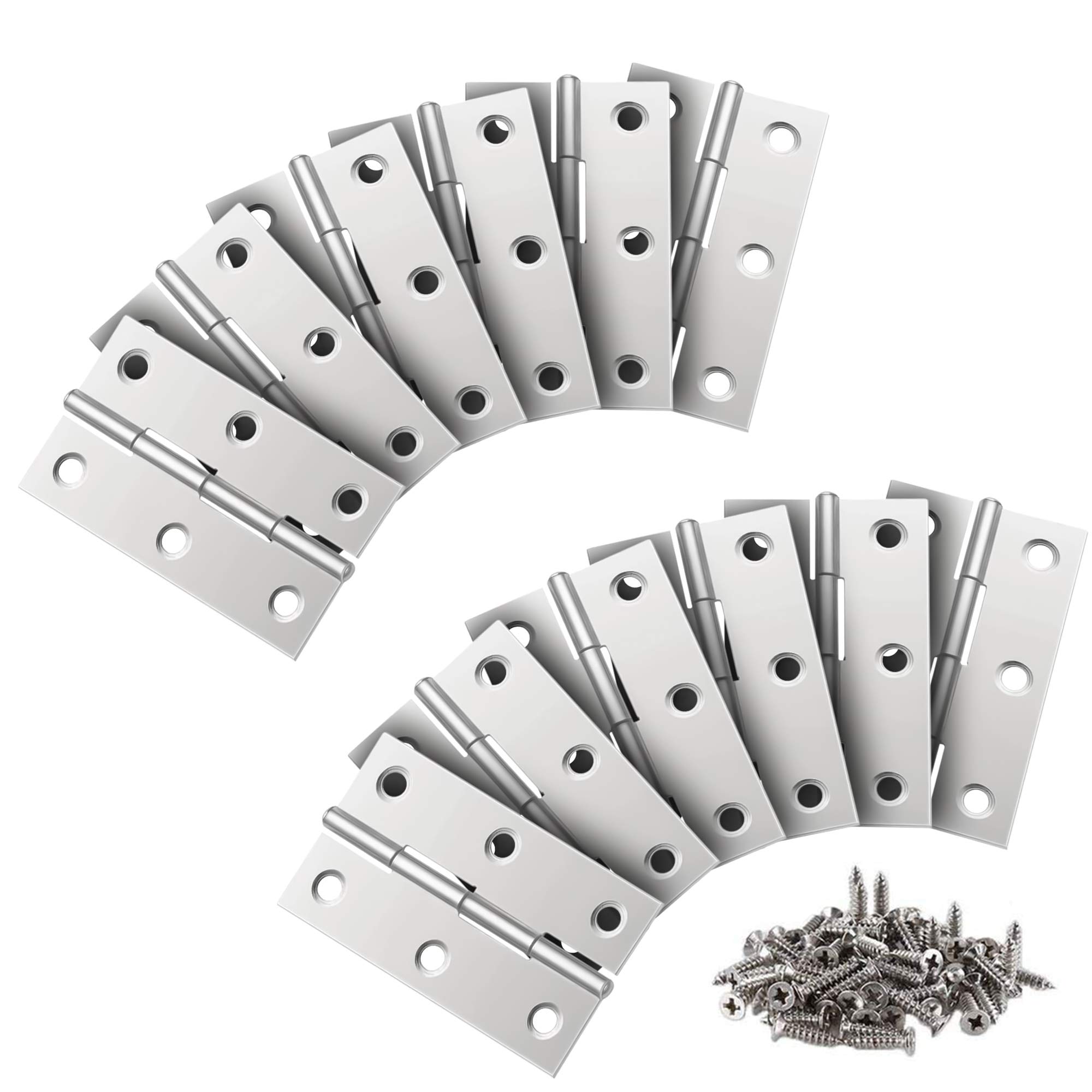qipuneky 24 pcs, Home Door Hinges, Stainless Steel Hinges, Foldable Door Hinges, for Furniture, Cabinets, Cabinet Doors (3 inches)