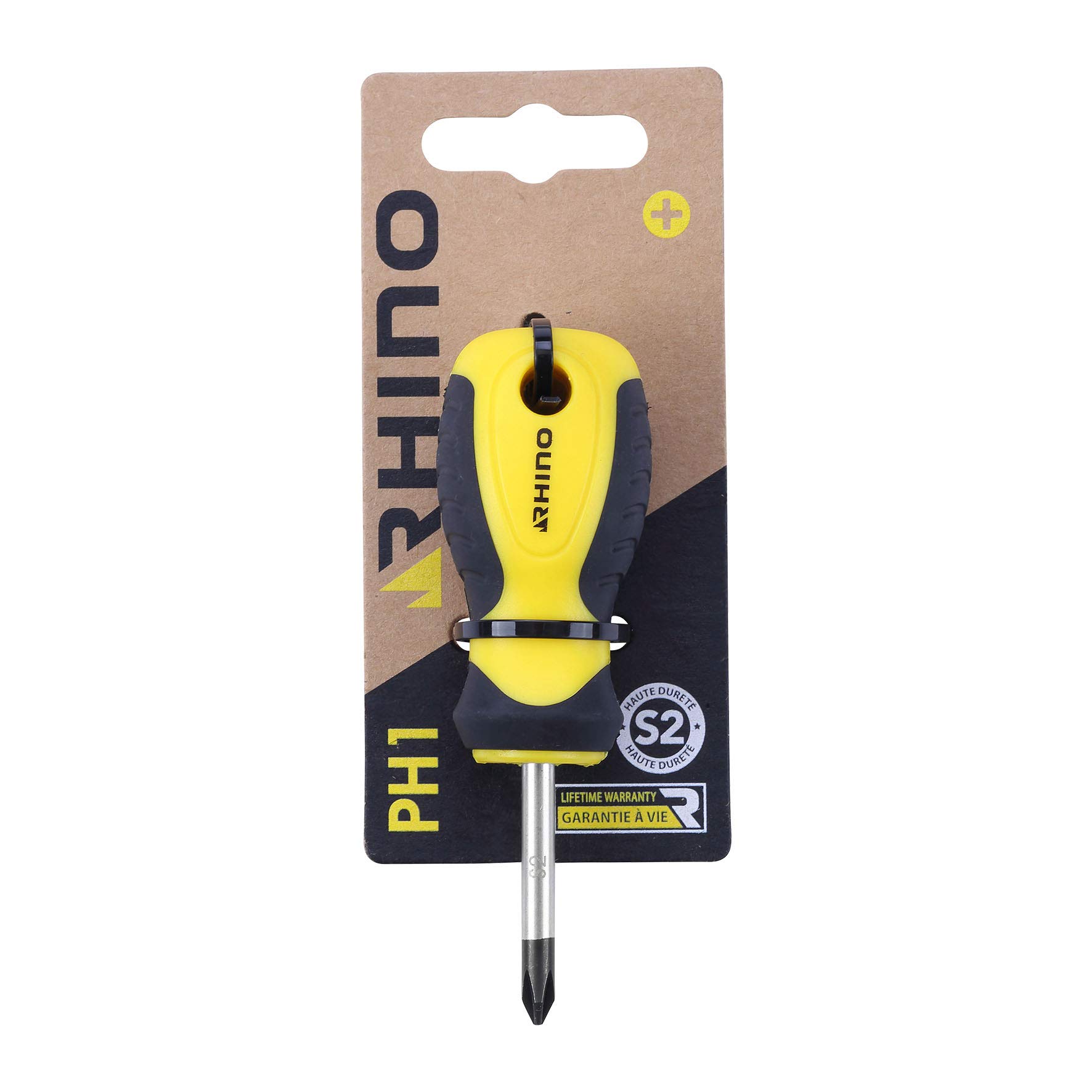 Rhino 15322 tournevis cruciforme PH1 x 25mm Mini Phillips Thumb Screwdriver-S2 Steel Blade-Magnetic Bit-Professional Use- -Various Sizes Available, NC