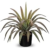 Briful Agave Plant Artificial 17 Inch Fake Potted Plant Large Succulent Fake Plants for Home Office Table Room Indoor/Outdoor Decor (Red)