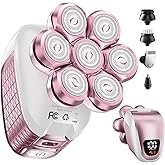 Wyklaus Electric Razors for Women Legs: 5-in-1 Electric Shaver with 7D Head - IPX6 Waterproof Wet Dry Hair Remover with LED Display & Travel Lock for Face Bikini (White Pink)