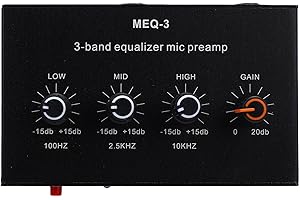 GOWENIC Microphone Preamp, 20dB Gain Amplification with 3 Band Equalizer and ALC Circuit, for Dynamic Mic 5V Condenser Mic El