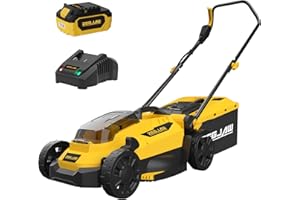 ZEGJAW Lawn Mower Cordless,13-Inch Electric Lawn Mower with 4.0Ah Battery and Charger, 2-in-1 Electric Mower with 5-Position Height Adjustment