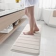 Buganda Memory Foam Bath Mat, 47" x 17", Ultra Soft and Non-Slip Bathroom Rugs, Water Absorbent and Machine Washable Bath Rug Runner for Bathroom, Shower, and Tub, Cream