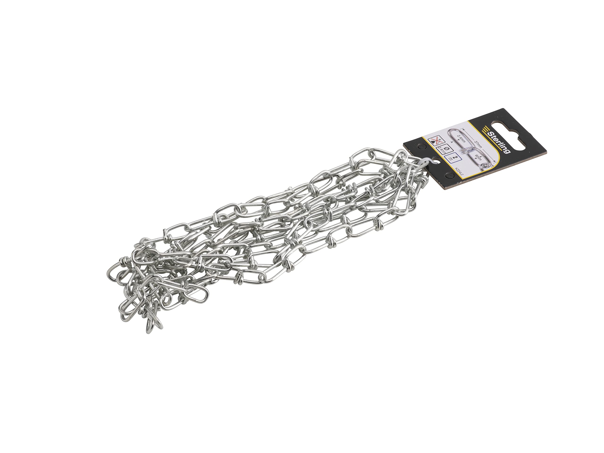 Sterling KZ24L2 Knotted Chain, Bright Zinc Bright Zinc Plated 2.4mm x 2m