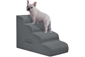 Mesa Lemon Dog Stairs for Small Dogs and Cats, 20" H 4 Steps Dog Ramp for High Beds, Couch, Sofa, Waterproof Pet Stairs with Removable Washable Cover, Non-Slip Sturdy Pet Steps