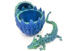 Flavery Dragon Egg - Surprise Egg Toy with Flexible Pearly Sheen Dragon, 3D Printed Gift Toy,Figurine Decor(12” Dragon,Green and Blue)