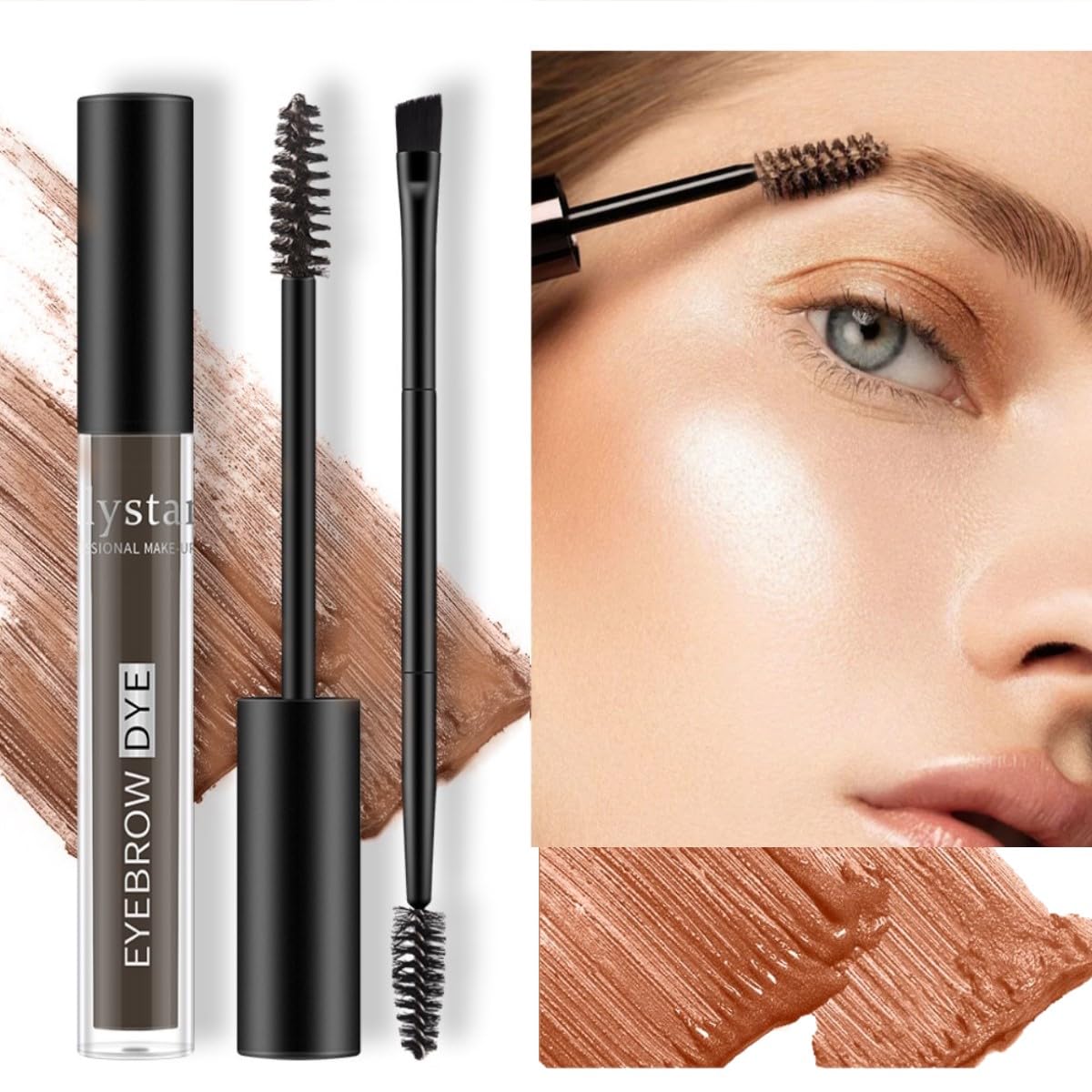 KARLOR Eyebrows gel Eyebrows Mascara Eyebrow color with eyebrow brushes, tinted eyebrow gel creamy texture tinted brow mascara waterproof (01#Dark brown)