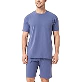 DAVID ARCHY Mens Pajamas Set Short Sleeve Summer Pajamas Soft Cotton Pajamas for Men Lightweight Lounge Set with Pockets