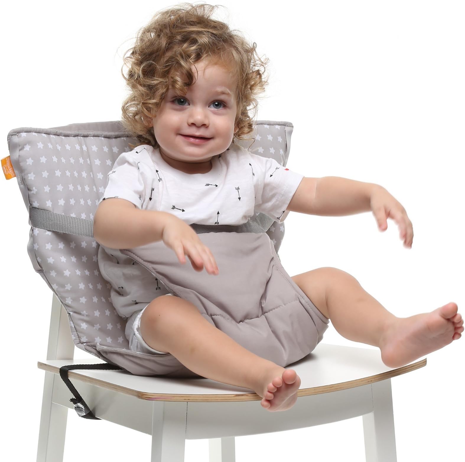 Baby-to-Love Pocket Chair, Baby Portable High Chair for Travel (White Stars)