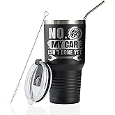 Onebttl Car Guy Gifts for Men Women Tumbler - 30oz Double Wall Vacuum Insulated Stainless Steel Travel Tumbler Cups with Lid & Straw - Car Lovers or enthusiast Gift - Isn't Done, Black