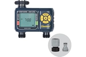 Melnor 65139AMZ AquaTimer Digital Hose Timer, 2-Zone Programmable Watering Timer, Quick Connect Bundle, Black, Yellow