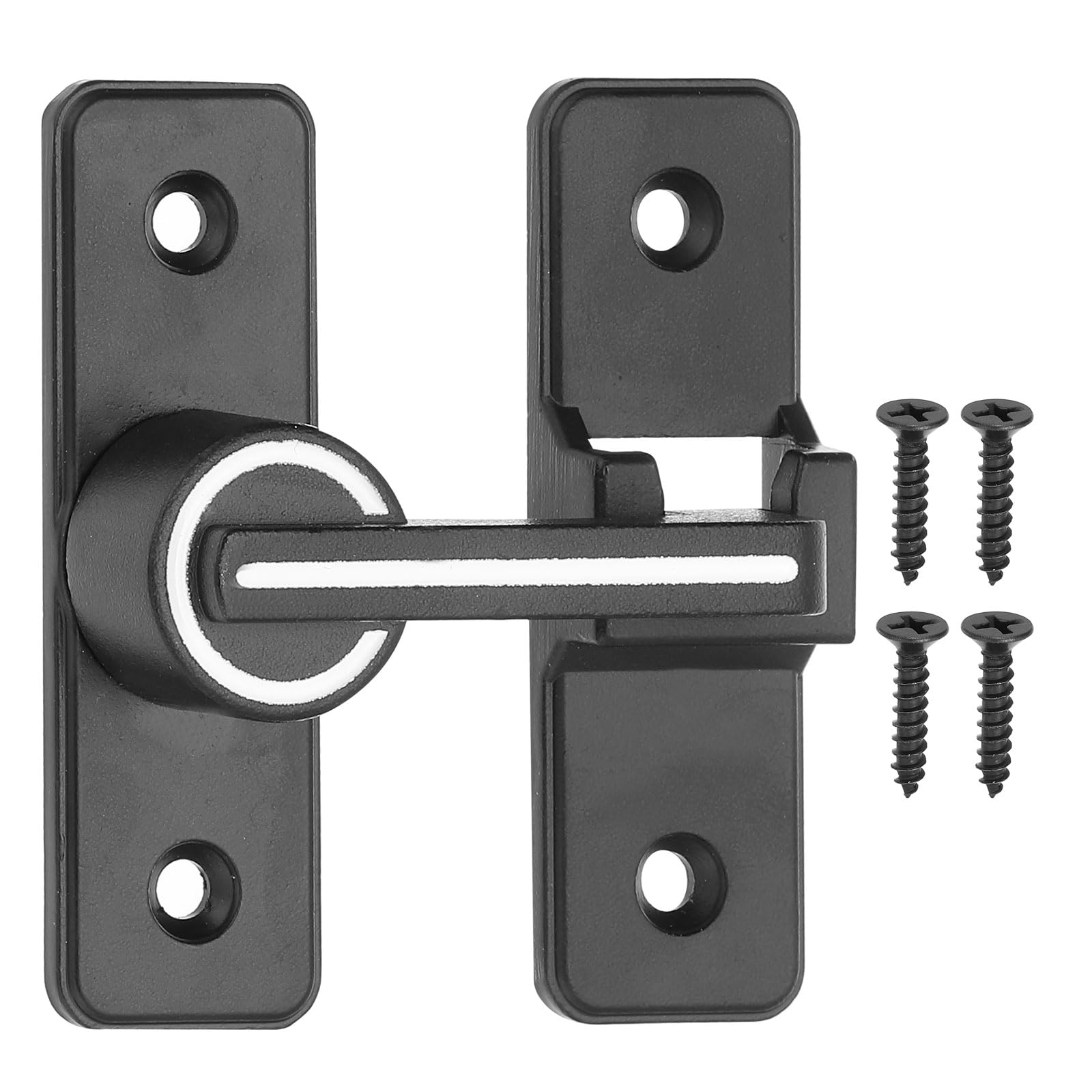 PATIKIL 180 Degree Barn Door Locks, Luminous Flip Latches Zinc Alloy Safety Sliding Door Bolt Latch Lock for Garage Bathroom Sliding Swing Open Door, Black