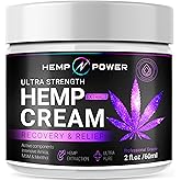 Hemp Power Joint Muscle Relief Cream, with Hemp, Menthol, MSM Arnica, Support Your Back, Muscles, Joints, Neck, Shoulder, Knee, Nerves - 2 Fl Oz.